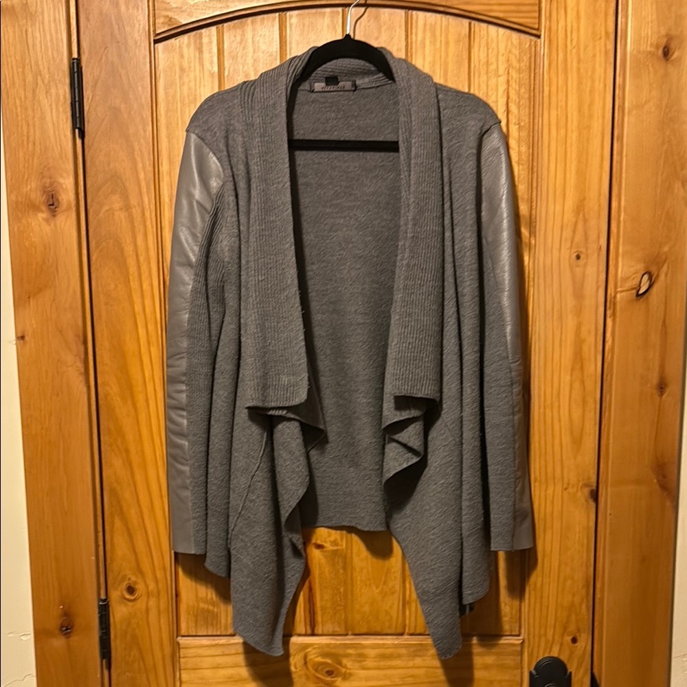 Gray Waterfall wool Cardigan with Leather Sleeves All Saints size medium